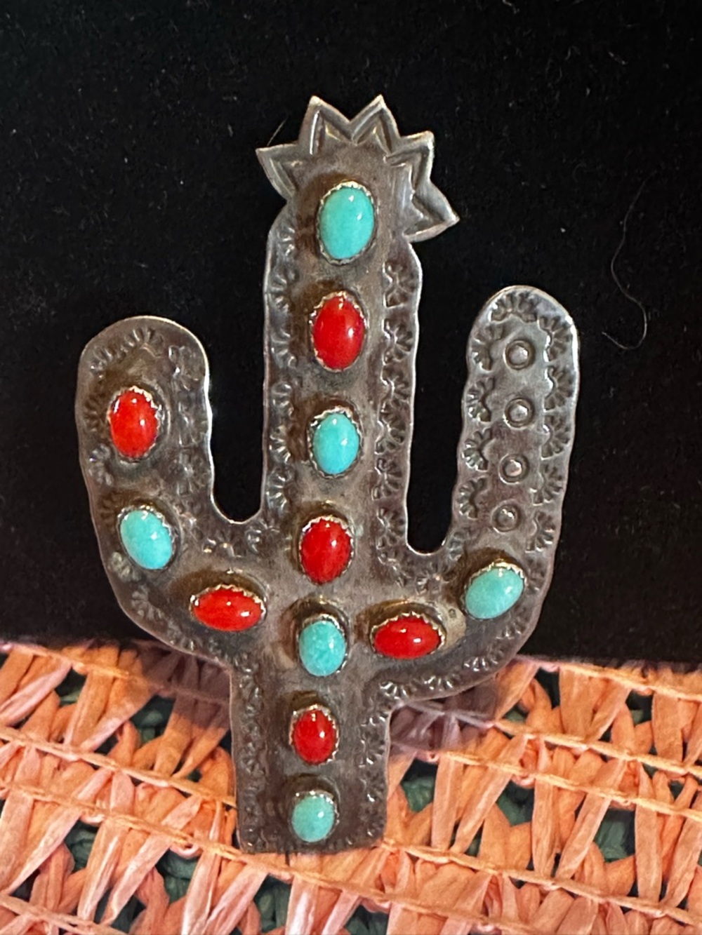 Wonderful Vintage Native American Cactus Pin